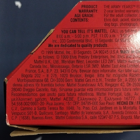 1999 Elvis "The Army Years" Mattel Doll - Picture 7 of 9